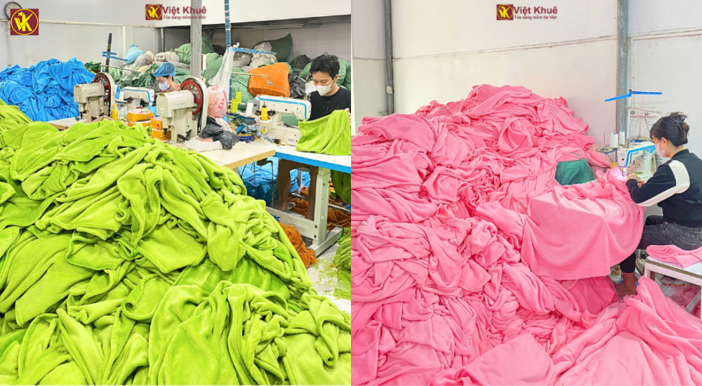 Xưởng sản xuất chăn nỉ hàng không Việt Khuê