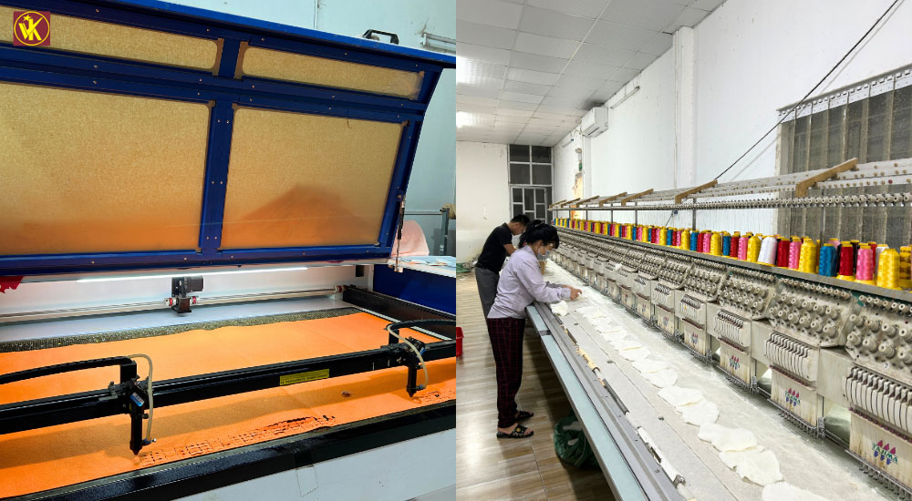 Quy trình sản xuất chăn nỉ văn phòng tại xưởng Việt Khuê