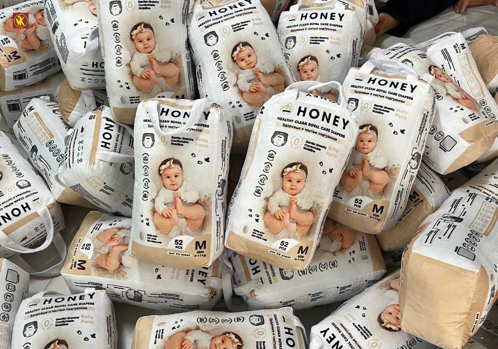 Sản xuất bỉm bông Honey tại xưởng Việt Khuê Sản xuất bỉm bông Honey tại xưởng Việt Khuê